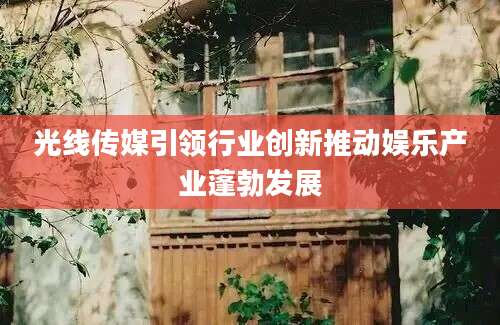 光线传媒引领行业创新推动娱乐产业蓬勃发展