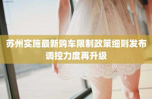 苏州实施最新购车限制政策细则发布调控力度再升级