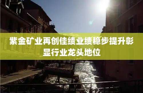 紫金矿业再创佳绩业绩稳步提升彰显行业龙头地位