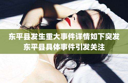 东平县发生重大事件详情如下突发东平县具体事件引发关注