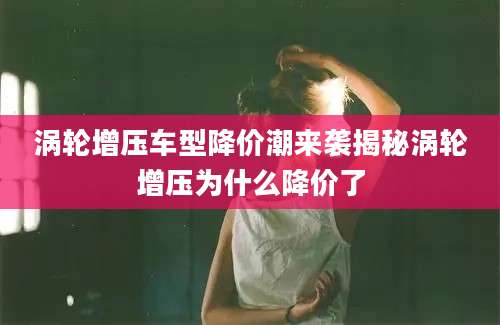 涡轮增压车型降价潮来袭揭秘涡轮增压为什么降价了