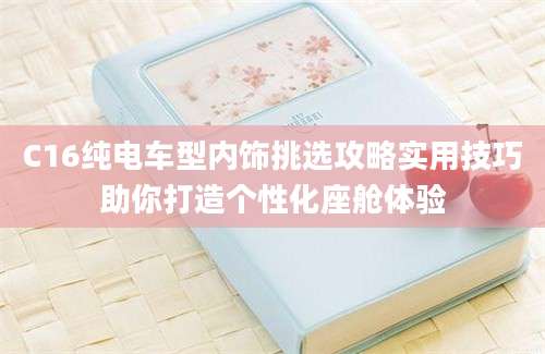 C16纯电车型内饰挑选攻略实用技巧助你打造个性化座舱体验