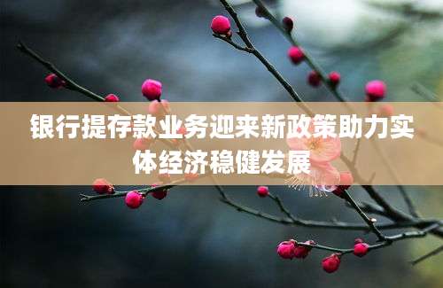 银行提存款业务迎来新政策助力实体经济稳健发展