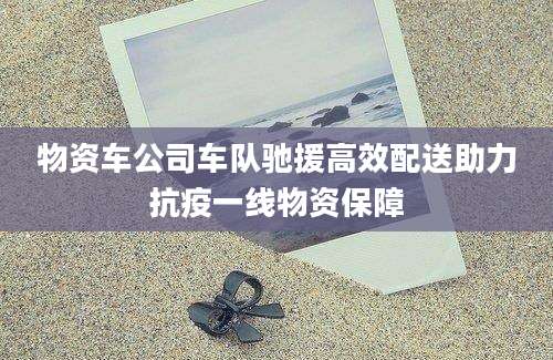 物资车公司车队驰援高效配送助力抗疫一线物资保障