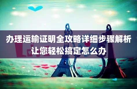办理运输证明全攻略详细步骤解析让您轻松搞定怎么办