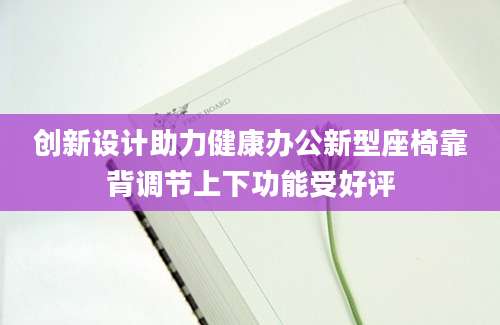 创新设计助力健康办公新型座椅靠背调节上下功能受好评