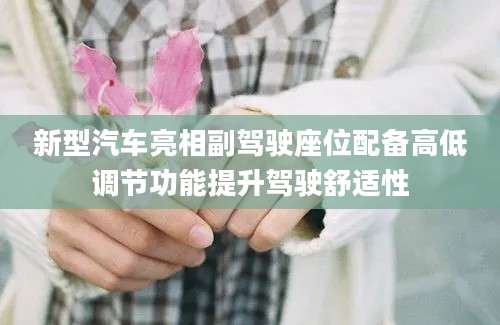新型汽车亮相副驾驶座位配备高低调节功能提升驾驶舒适性