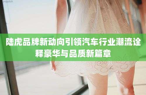 陆虎品牌新动向引领汽车行业潮流诠释豪华与品质新篇章