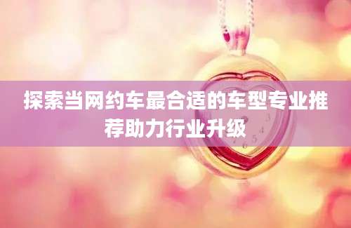 探索当网约车最合适的车型专业推荐助力行业升级