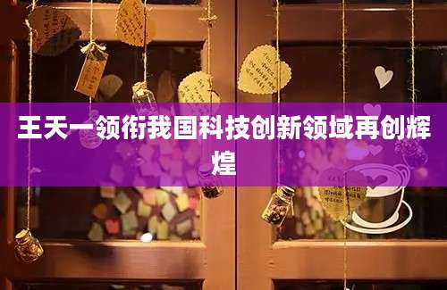 王天一领衔我国科技创新领域再创辉煌