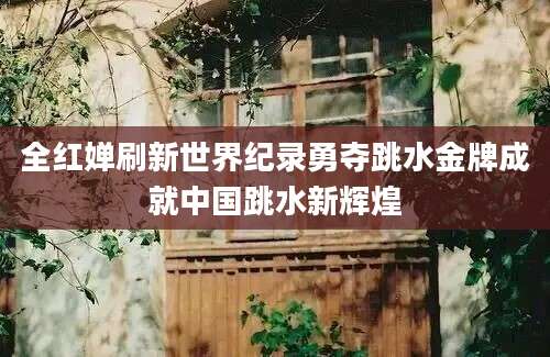 全红婵刷新世界纪录勇夺跳水金牌成就中国跳水新辉煌