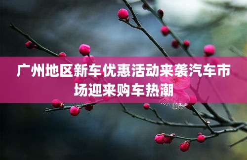 广州地区新车优惠活动来袭汽车市场迎来购车热潮