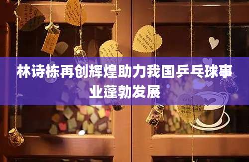 林诗栋再创辉煌助力我国乒乓球事业蓬勃发展