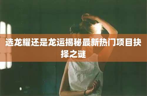 选龙耀还是龙运揭秘最新热门项目抉择之谜