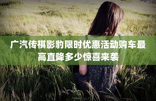 广汽传祺影豹限时优惠活动购车最高直降多少惊喜来袭