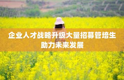 企业人才战略升级大量招募管培生助力未来发展