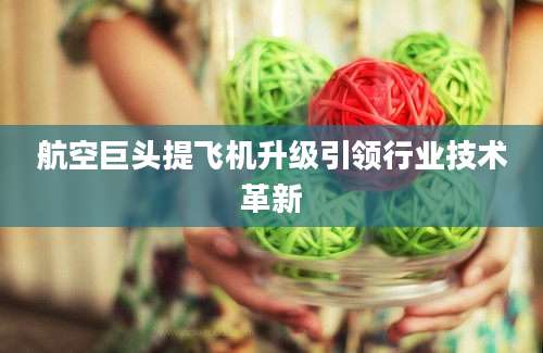 航空巨头提飞机升级引领行业技术革新