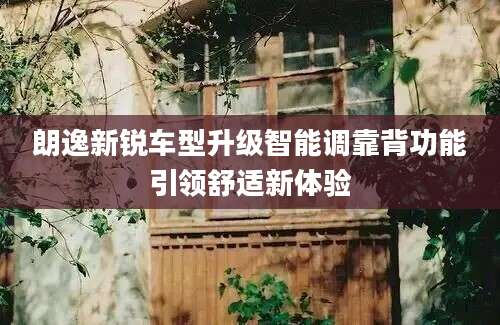 朗逸新锐车型升级智能调靠背功能引领舒适新体验