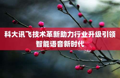 科大讯飞技术革新助力行业升级引领智能语音新时代