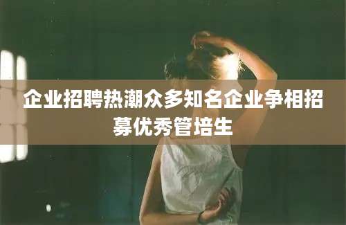 企业招聘热潮众多知名企业争相招募优秀管培生