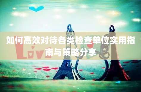 如何高效对待各类检查单位实用指南与策略分享