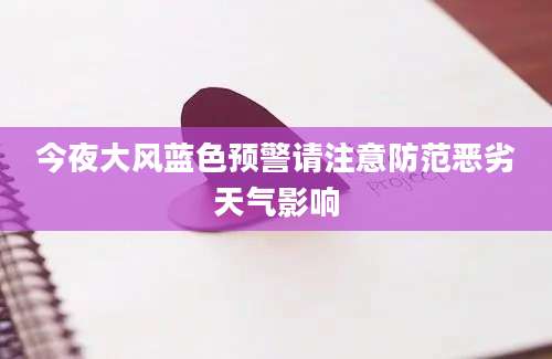今夜大风蓝色预警请注意防范恶劣天气影响