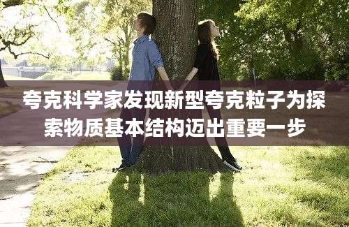 夸克科学家发现新型夸克粒子为探索物质基本结构迈出重要一步