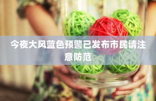 今夜大风蓝色预警已发布市民请注意防范
