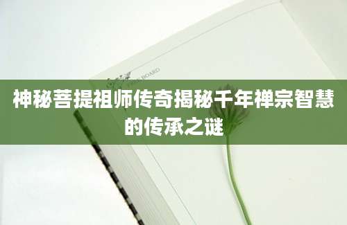 神秘菩提祖师传奇揭秘千年禅宗智慧的传承之谜