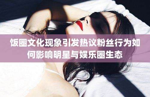 饭圈文化现象引发热议粉丝行为如何影响明星与娱乐圈生态