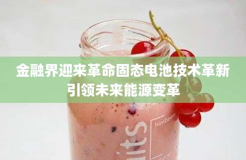 金融界迎来革命固态电池技术革新引领未来能源变革