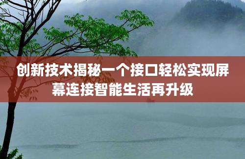 创新技术揭秘一个接口轻松实现屏幕连接智能生活再升级