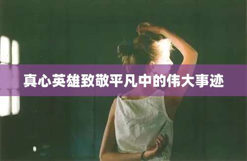 真心英雄致敬平凡中的伟大事迹