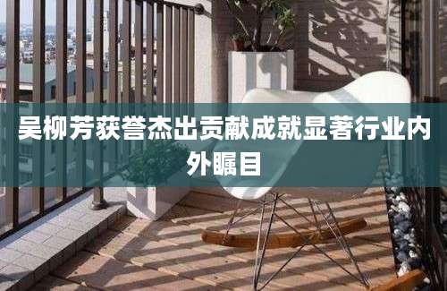 吴柳芳获誉杰出贡献成就显著行业内外瞩目