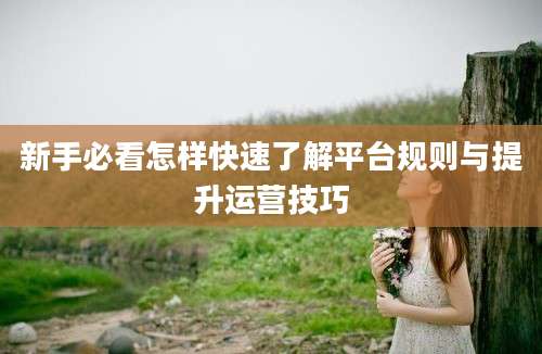 新手必看怎样快速了解平台规则与提升运营技巧
