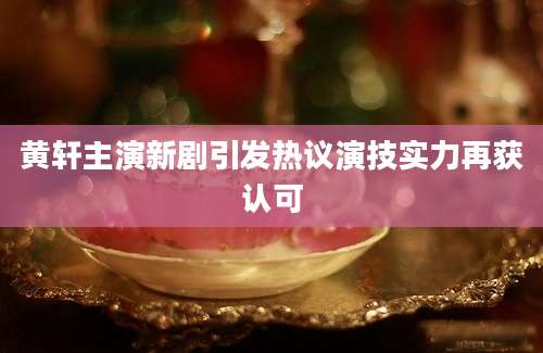 黄轩主演新剧引发热议演技实力再获认可